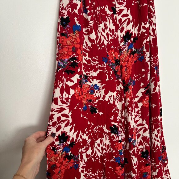 Free People Late Night Red Floral Print Wide-Leg Pants - Picture 3 of 4
